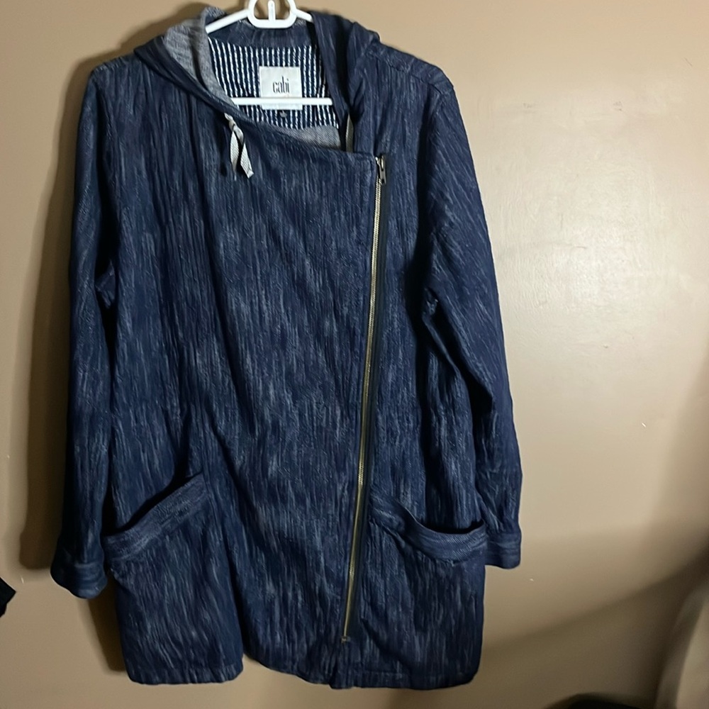 😄Light Denim Side Zip Hooded Jacket L